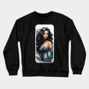 Beautiful Black Mermaid in Phone Crewneck Sweatshirt